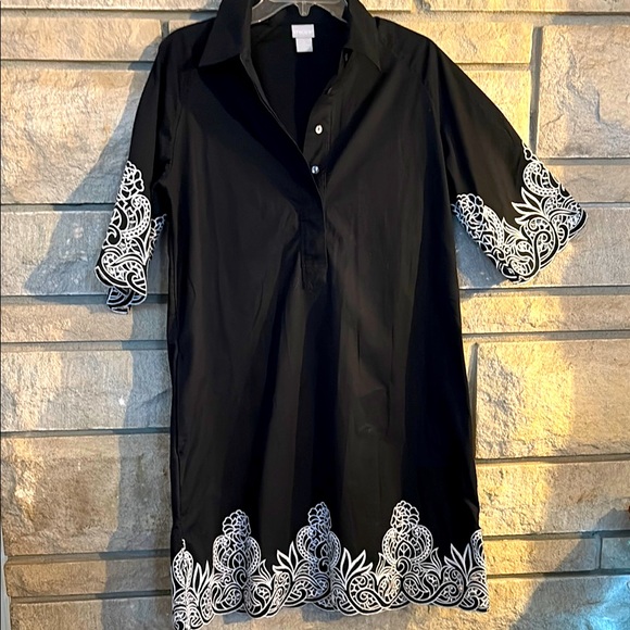 Chico's Dresses & Skirts - Chico's Black Dress with white embroidery